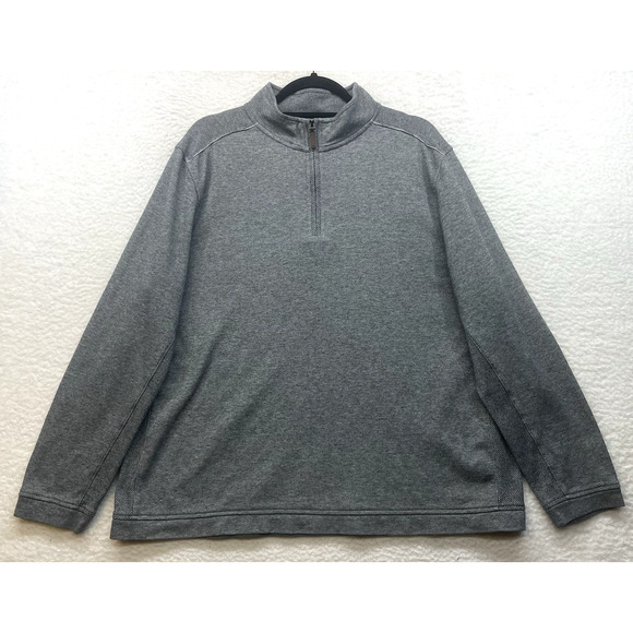 Johnston and Murphy Sweater Mens XL Gray 1/4 Zip Vintage Washed Pullover Golf - Picture 1 of 10